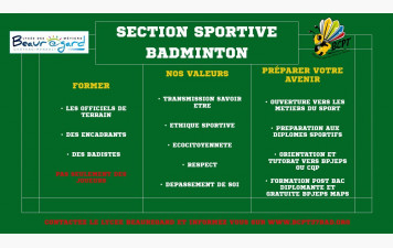 Création de la section sportive scolaire Badminton 2026 2027